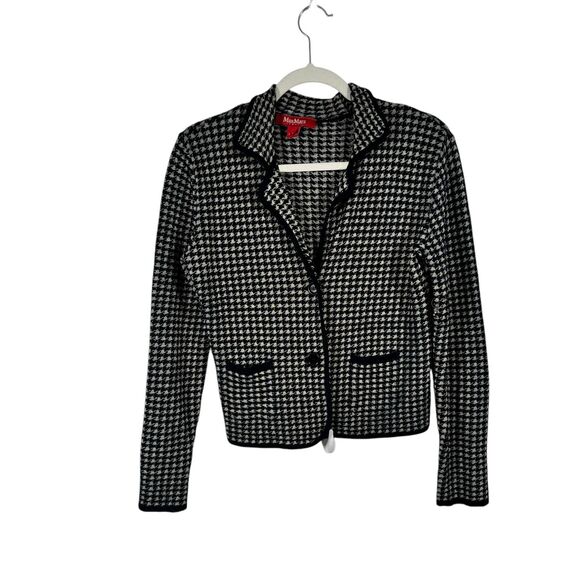 Max Mara Studio Cardigan Sweater Preppy Office Business FLAW Womens Size Large - Picture 1 of 7